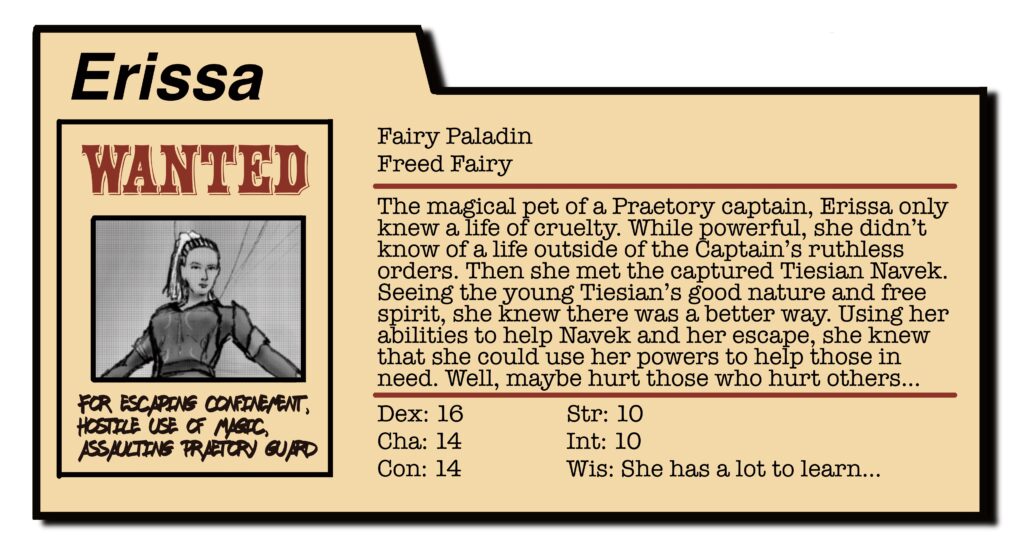 Erissa, the cleric on a redemption tour.